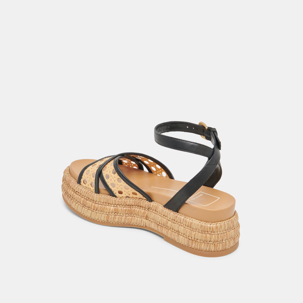 WRILEY SANDALS BLACK WOVEN RAFFIA | Women Dolce Vita
