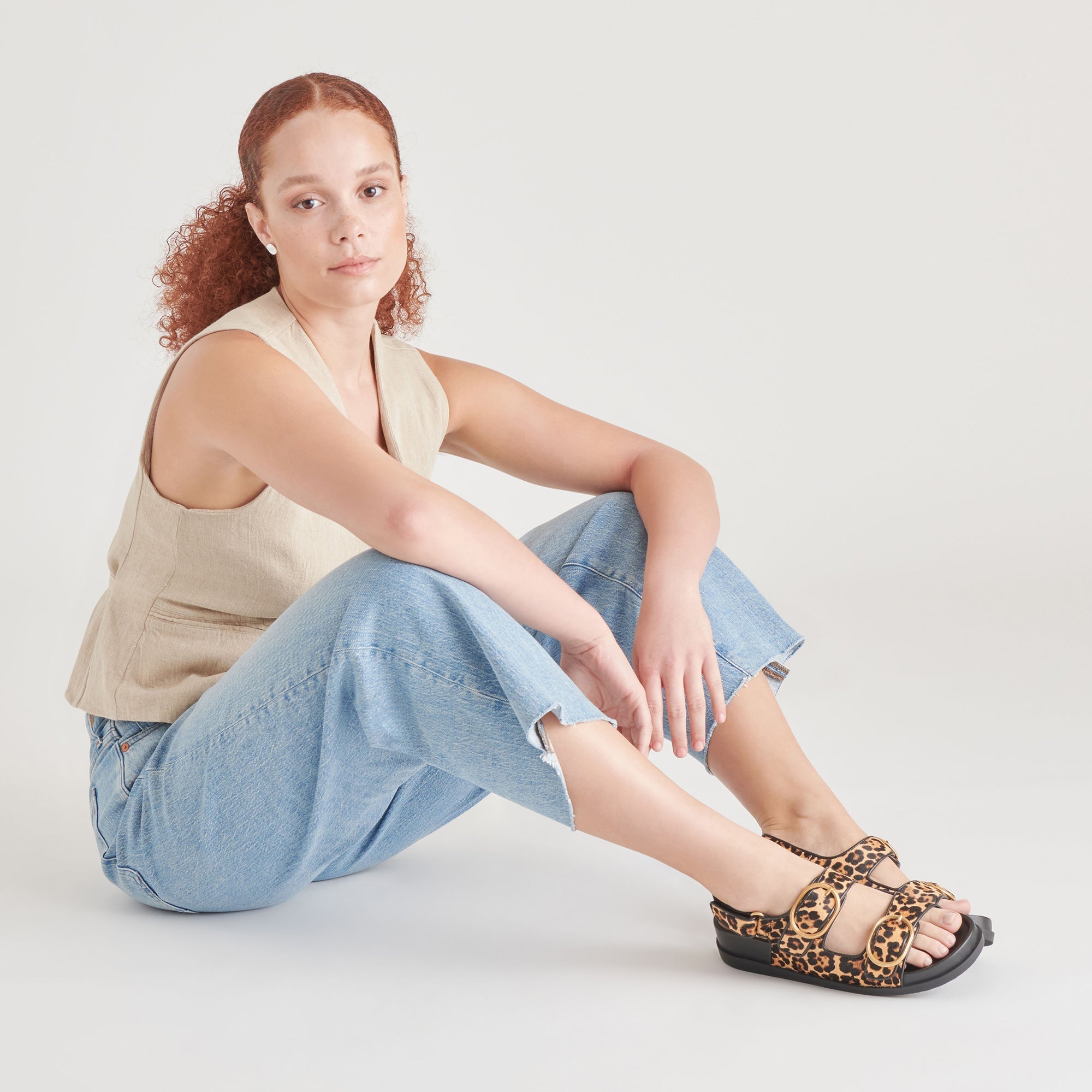 STARLA SANDALS LEOPARD BLACK CALF HAIR | Women Dolce Vita