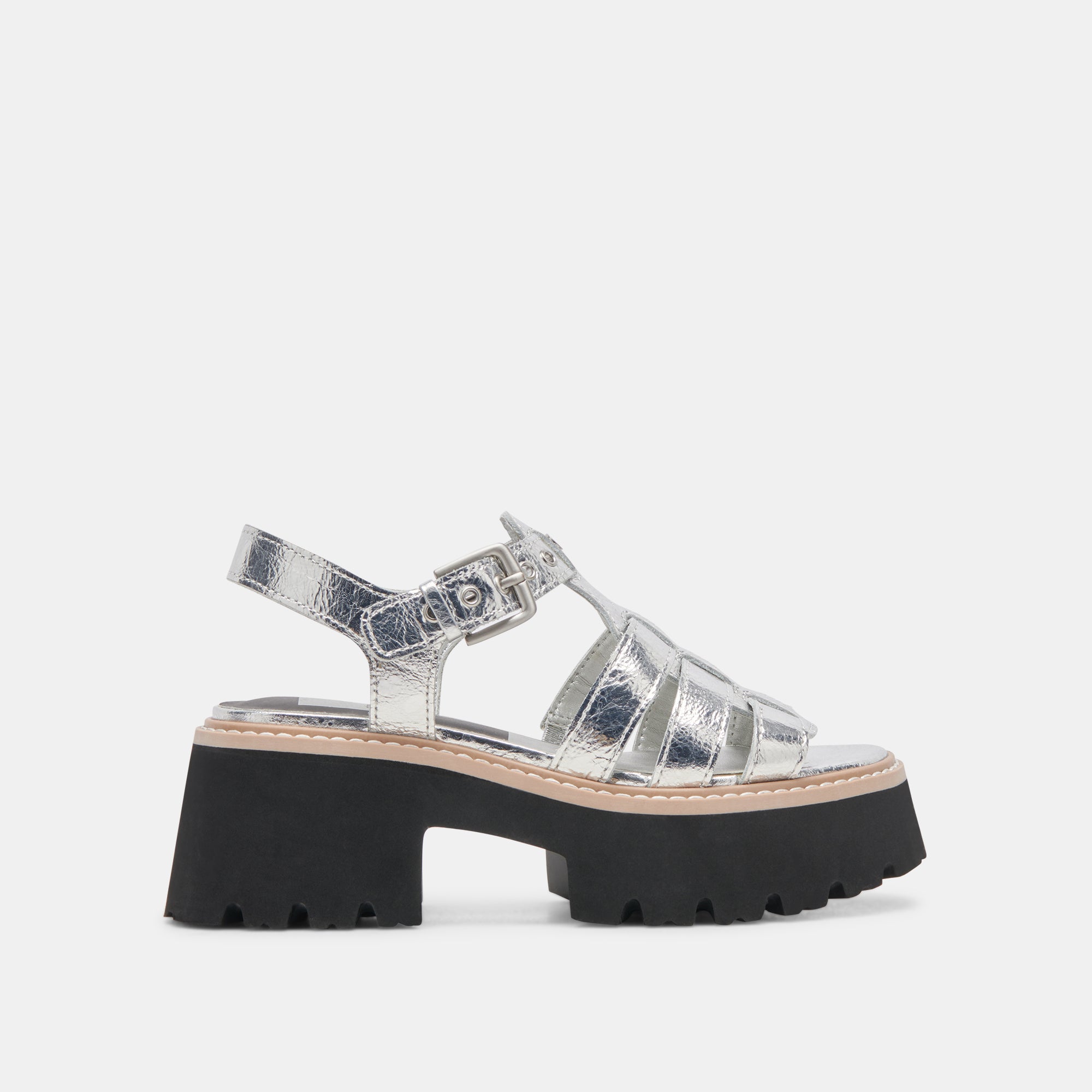 LATICE SANDALS SILVER DISTRESSED LEATHER | Women Dolce Vita