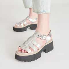 LATICE SANDALS SILVER DISTRESSED LEATHER | Women Dolce Vita