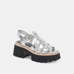 LATICE SANDALS SILVER DISTRESSED LEATHER | Women Dolce Vita