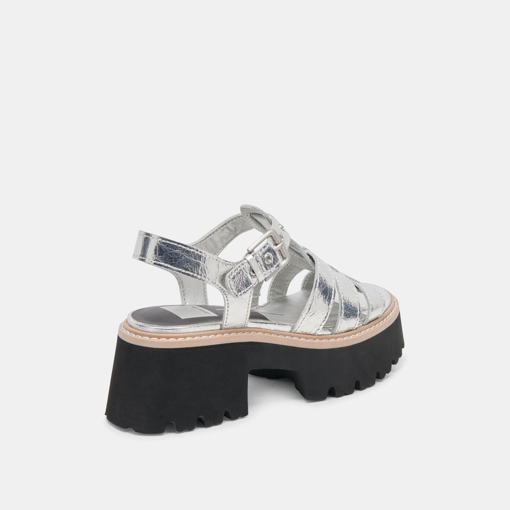 LATICE SANDALS SILVER DISTRESSED LEATHER | Women Dolce Vita
