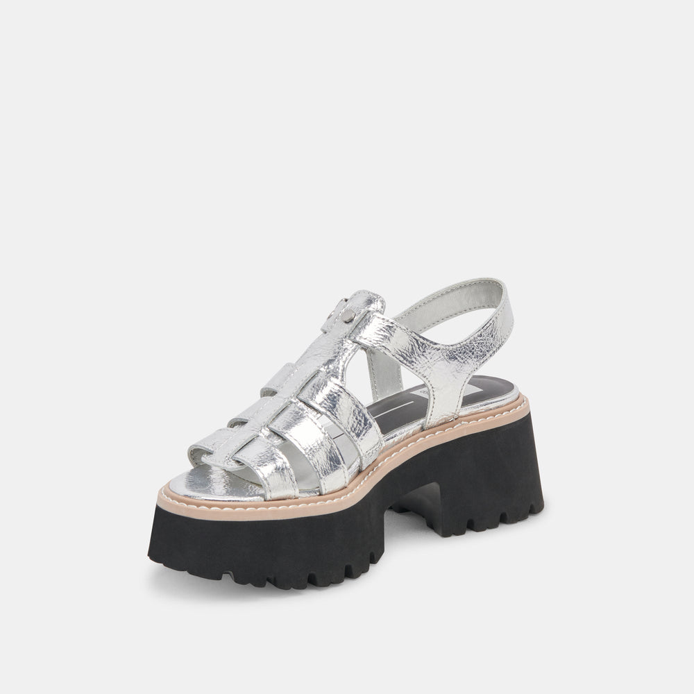 LATICE SANDALS SILVER DISTRESSED LEATHER | Women Dolce Vita