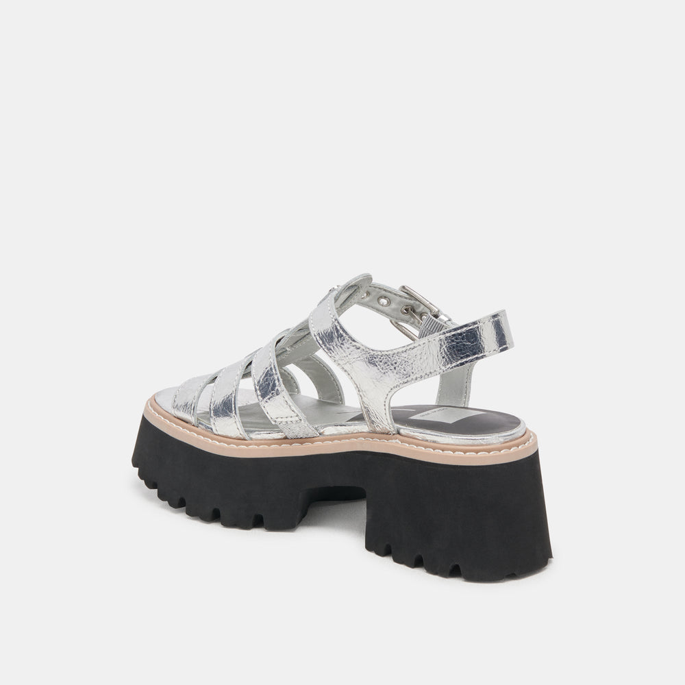 LATICE SANDALS SILVER DISTRESSED LEATHER | Women Dolce Vita