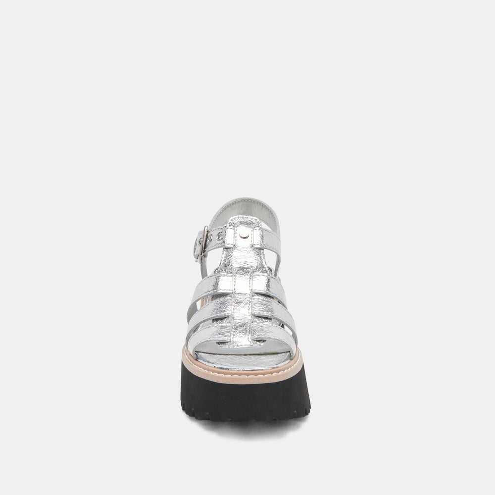 LATICE SANDALS SILVER DISTRESSED LEATHER | Women Dolce Vita