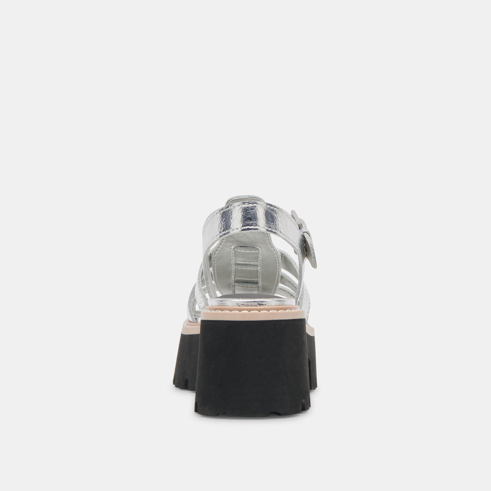 LATICE SANDALS SILVER DISTRESSED LEATHER | Women Dolce Vita
