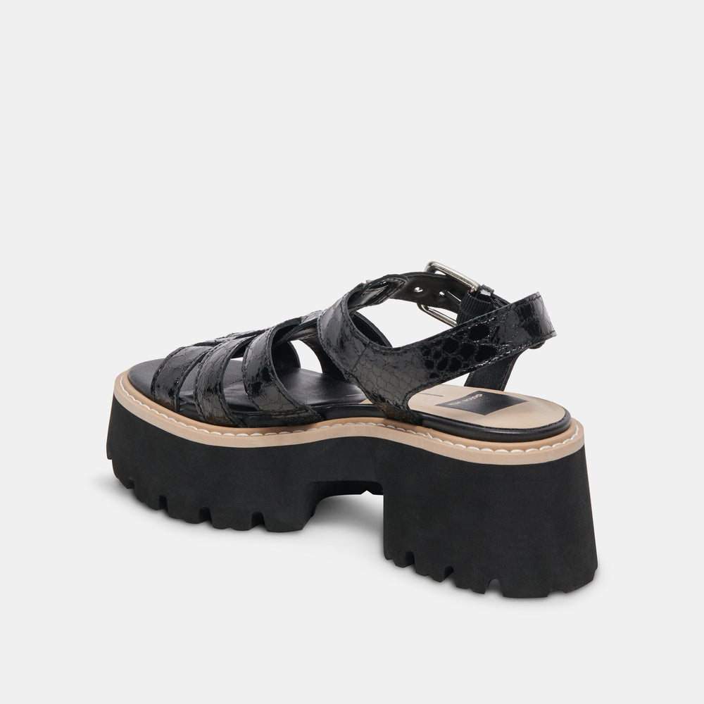 LATICE SANDALS MIDNIGHT EMBOSSED LEATHER | Women Dolce Vita