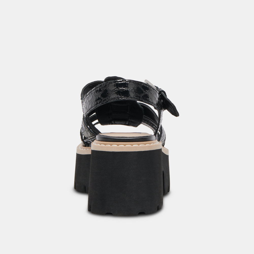LATICE SANDALS MIDNIGHT EMBOSSED LEATHER | Women Dolce Vita