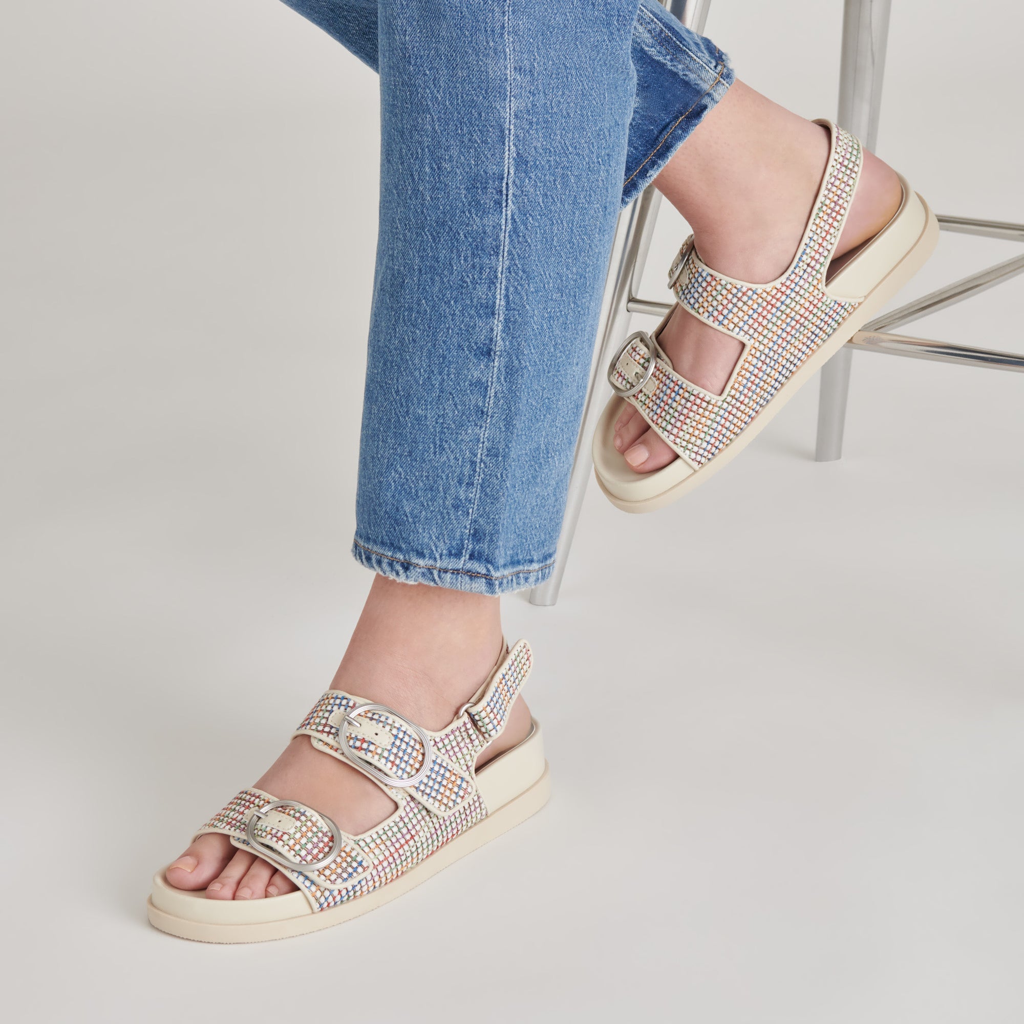 STARLA PRIDE SANDALS WHITE MULTI RAFFIA | Women Dolce Vita