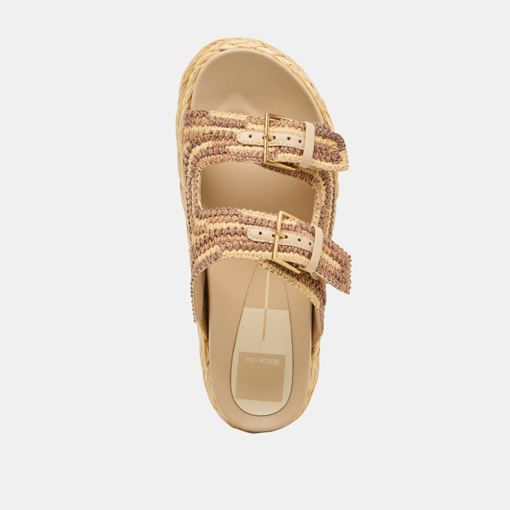 Falyn Brown Natural Woven Raffia Sandals | Dolce Vita Women