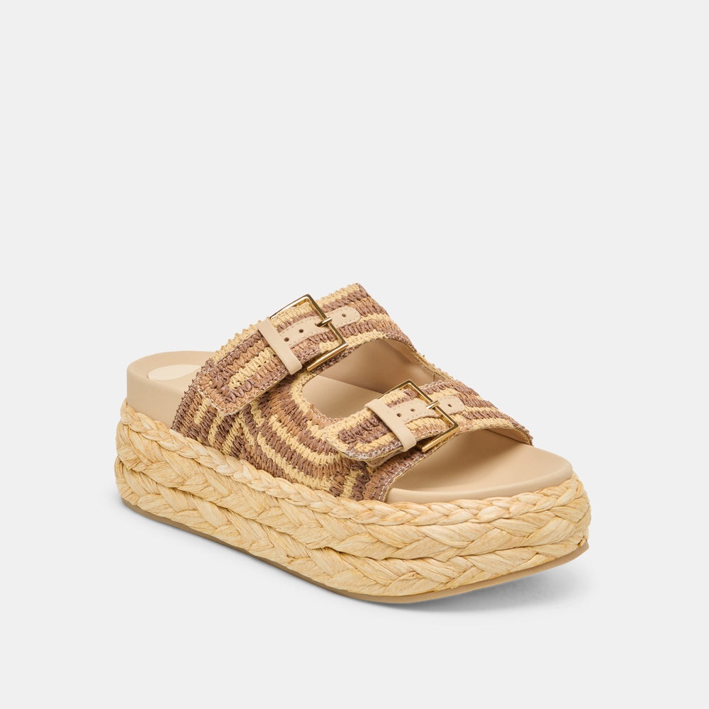 Falyn Brown Natural Woven Raffia Sandals | Dolce Vita Women