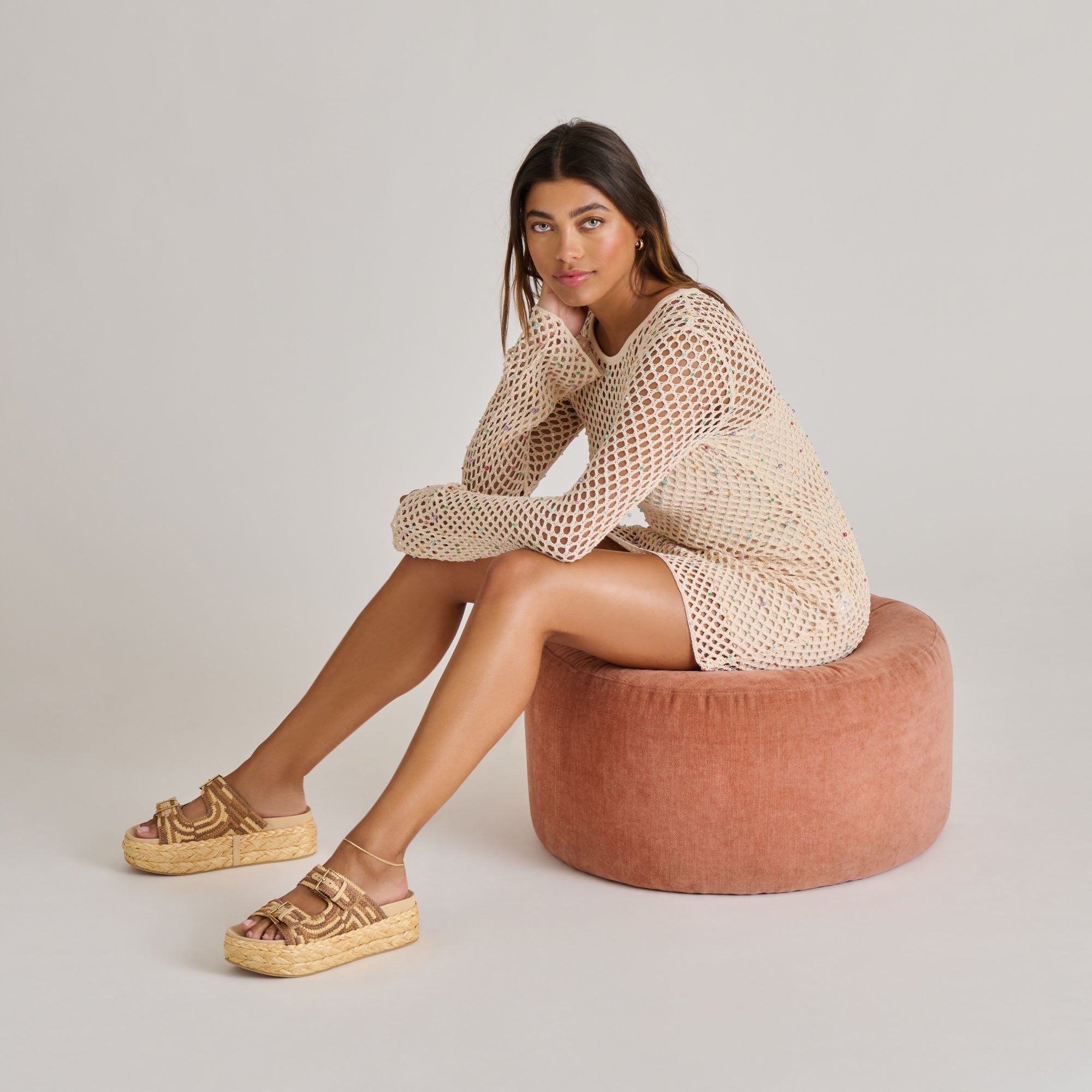 Falyn Brown Natural Woven Raffia Sandals | Dolce Vita Women