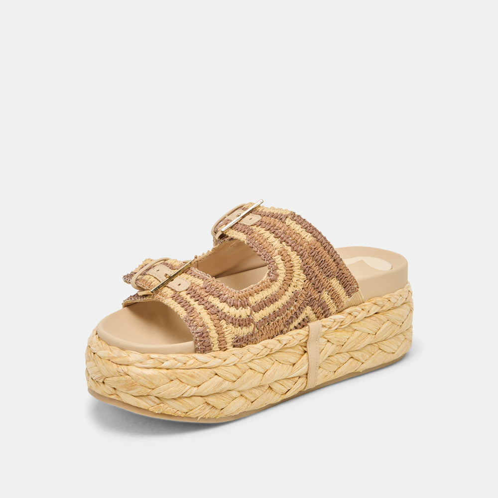 Falyn Brown Natural Woven Raffia Sandals | Dolce Vita Women