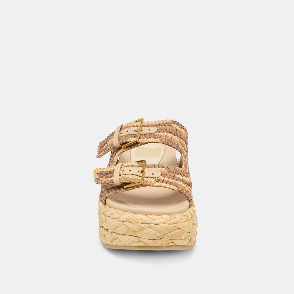 Falyn Brown Natural Woven Raffia Sandals | Dolce Vita Women