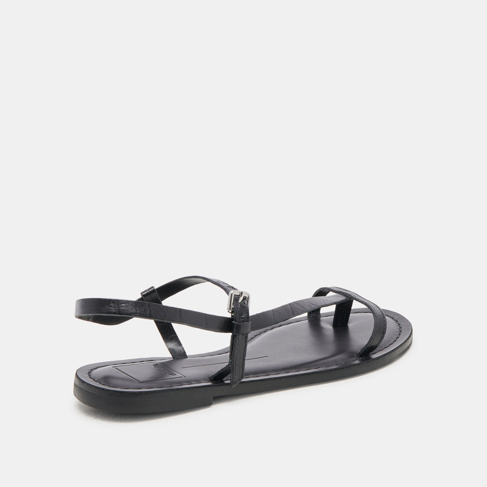 WANDRE SANDALS NOIR EMBOSSED LEATHER | Dolce Vita Women