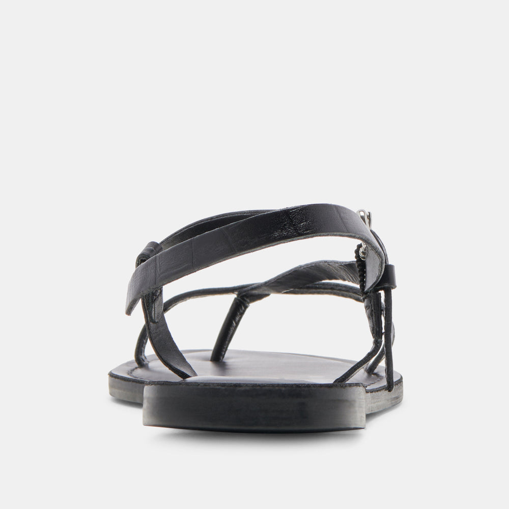 WANDRE SANDALS NOIR EMBOSSED LEATHER | Dolce Vita Women