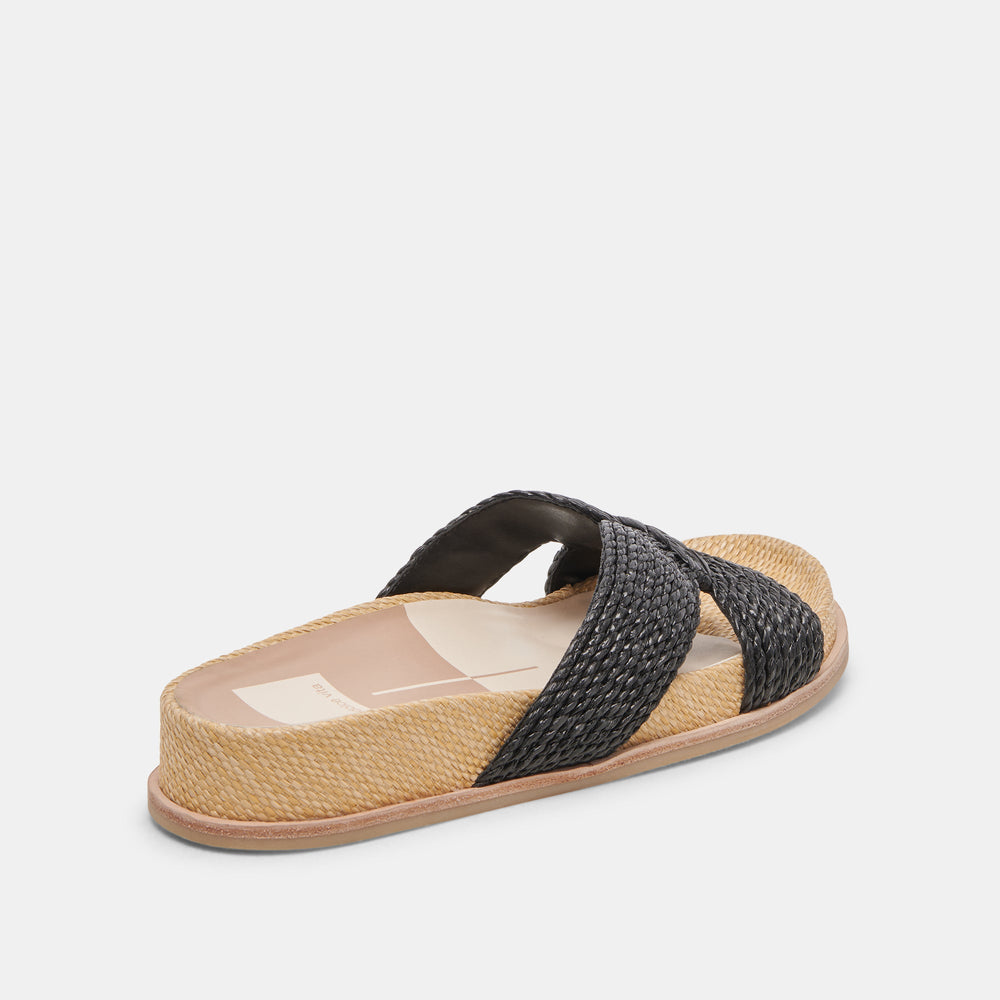 SELDA WIDE SANDALS ONYX RAFFIA | Women Dolce Vita