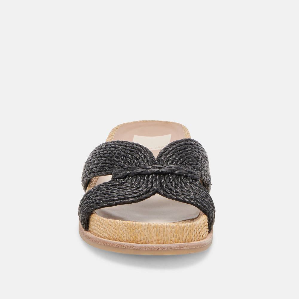 SELDA WIDE SANDALS ONYX RAFFIA | Women Dolce Vita