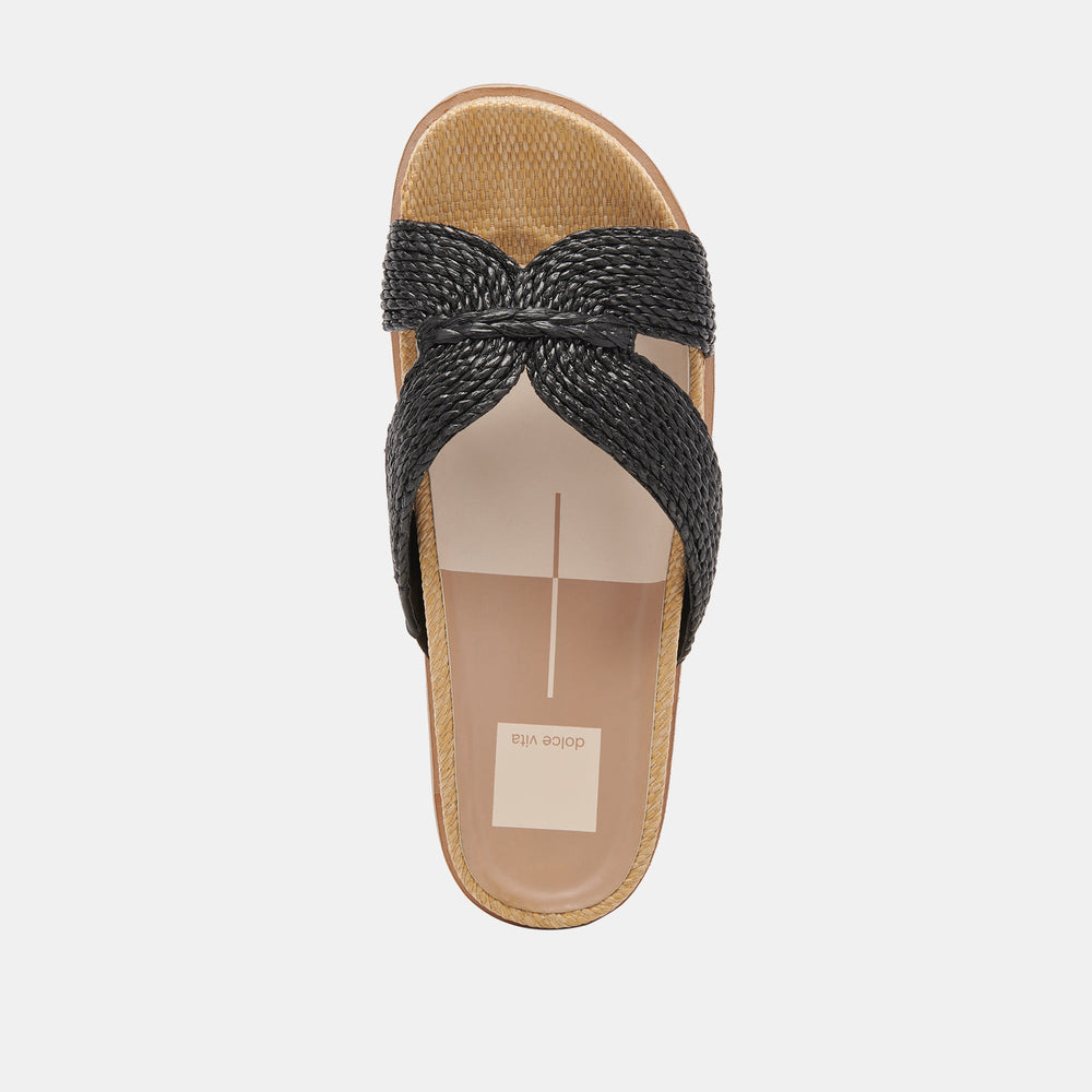 SELDA WIDE SANDALS ONYX RAFFIA | Women Dolce Vita