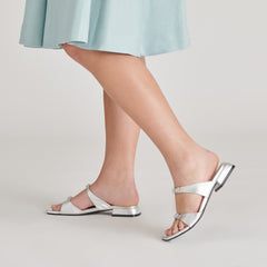 LAVERN SANDALS SILVER METALLIC LEATHER | Women Dolce Vita