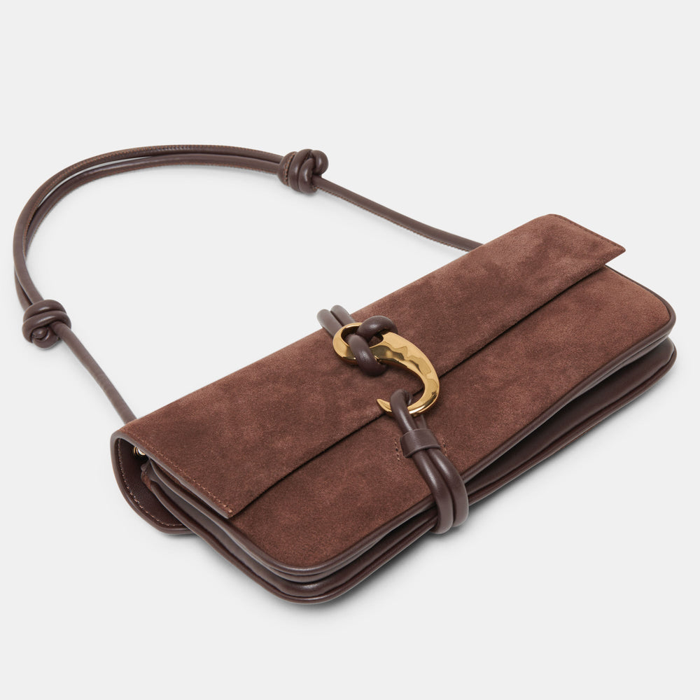 Alice Chocolate Suede Shoulder Bag | Women Dolce Vita