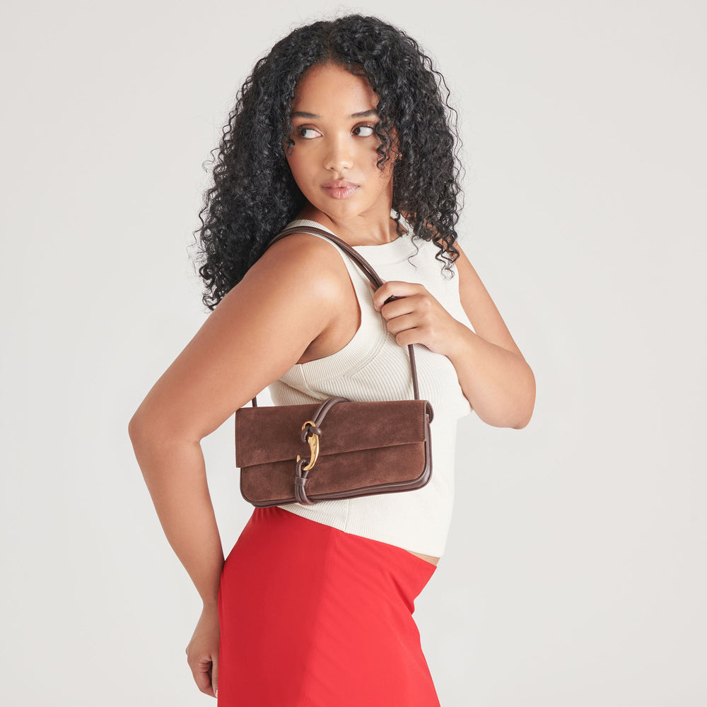 Alice Chocolate Suede Shoulder Bag | Women Dolce Vita