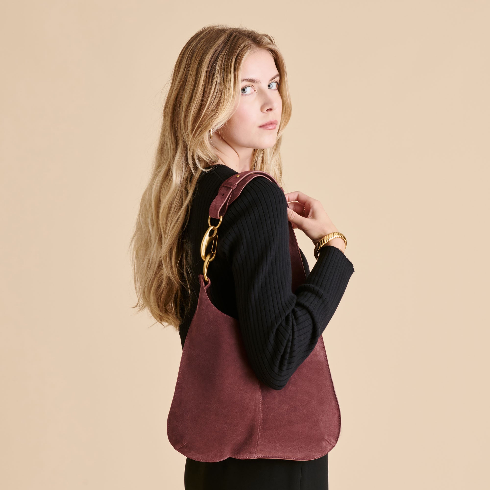 Johnnie Burgundy Suede Shoulder Bag | Women Dolce Vita
