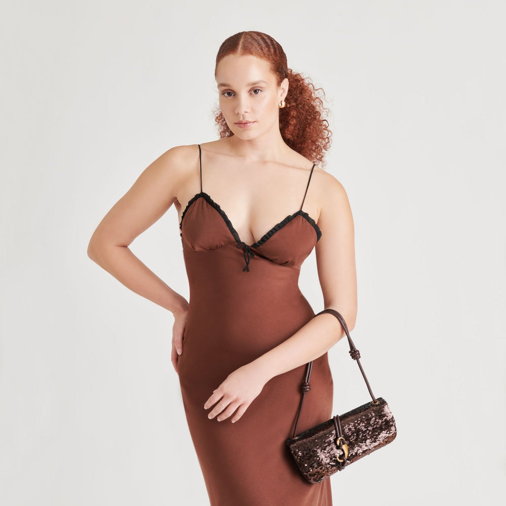 ALICE SHOULDER BAG BROWN SEQUIN STELLA | Dolce Vita Women