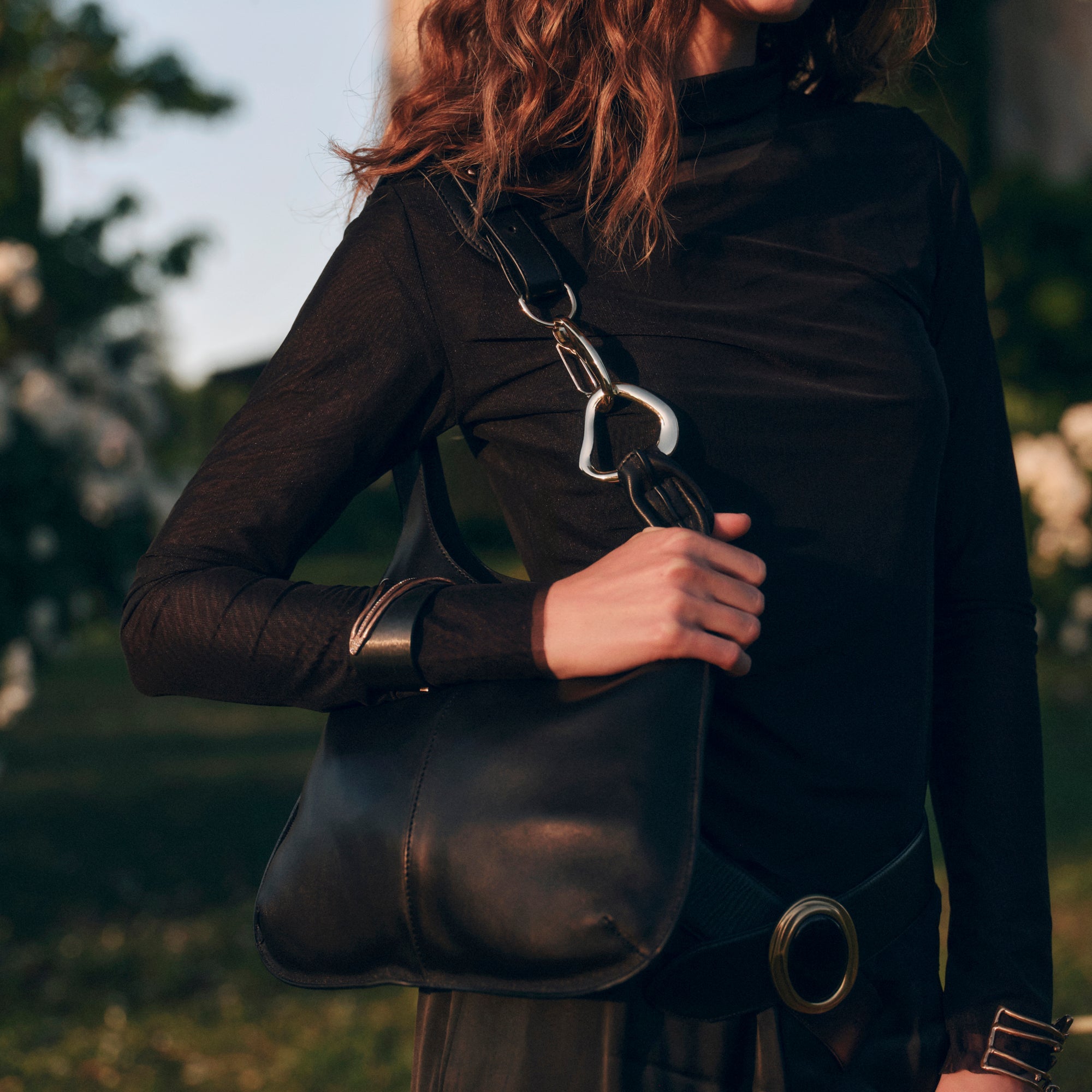 Johnnie Black Leather Shoulder Bag | Dolce Vita Women