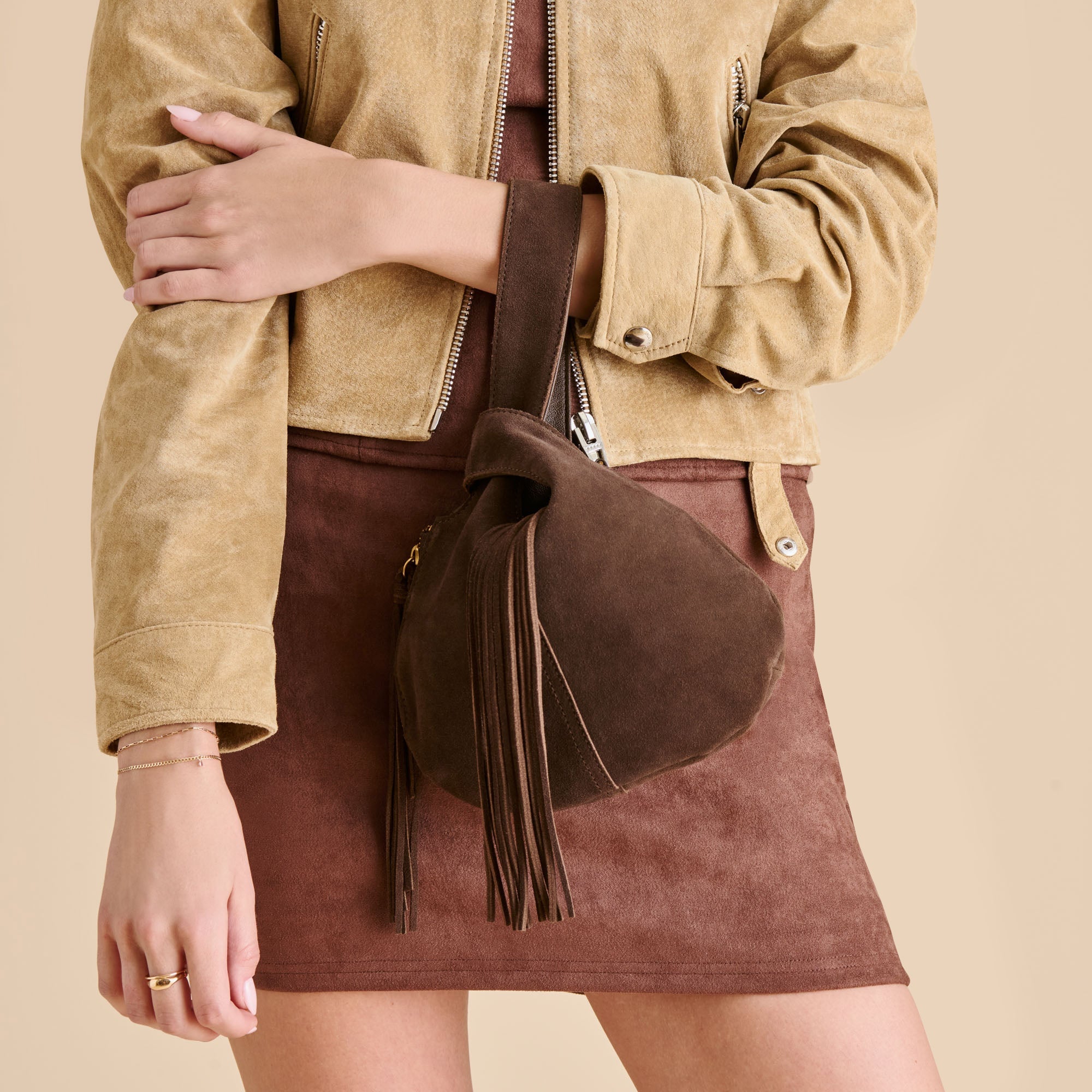 Zury Espresso Suede Handbag | Dolce Vita Women