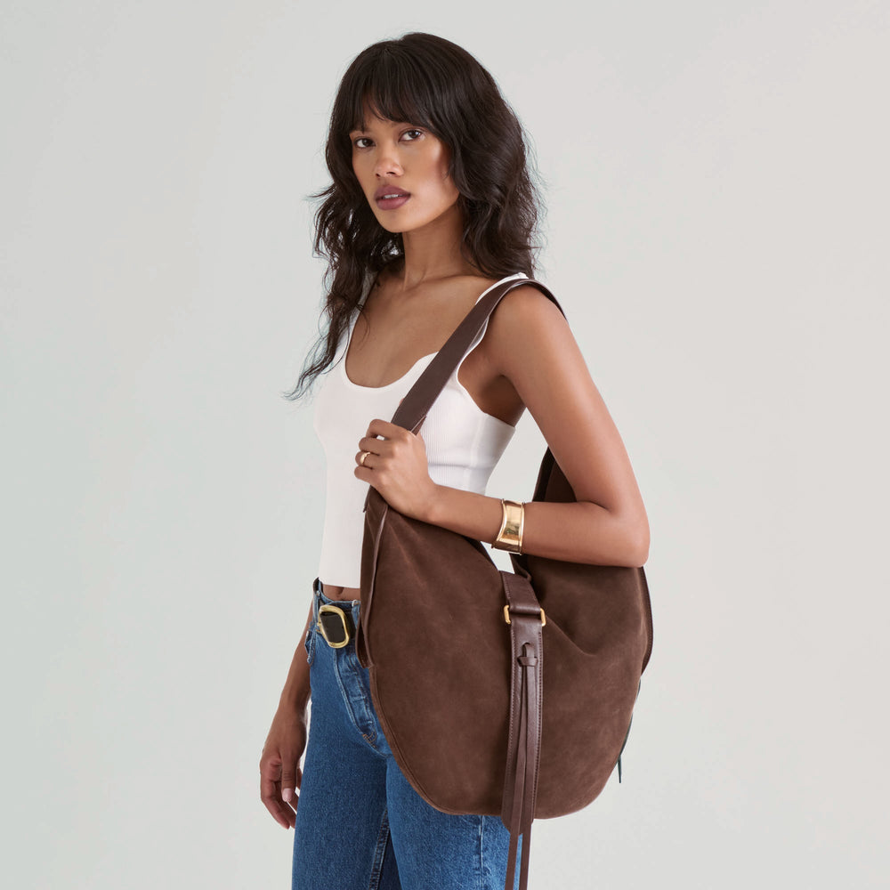 Oakley Chocolate Suede Tote | Dolce Vita Women