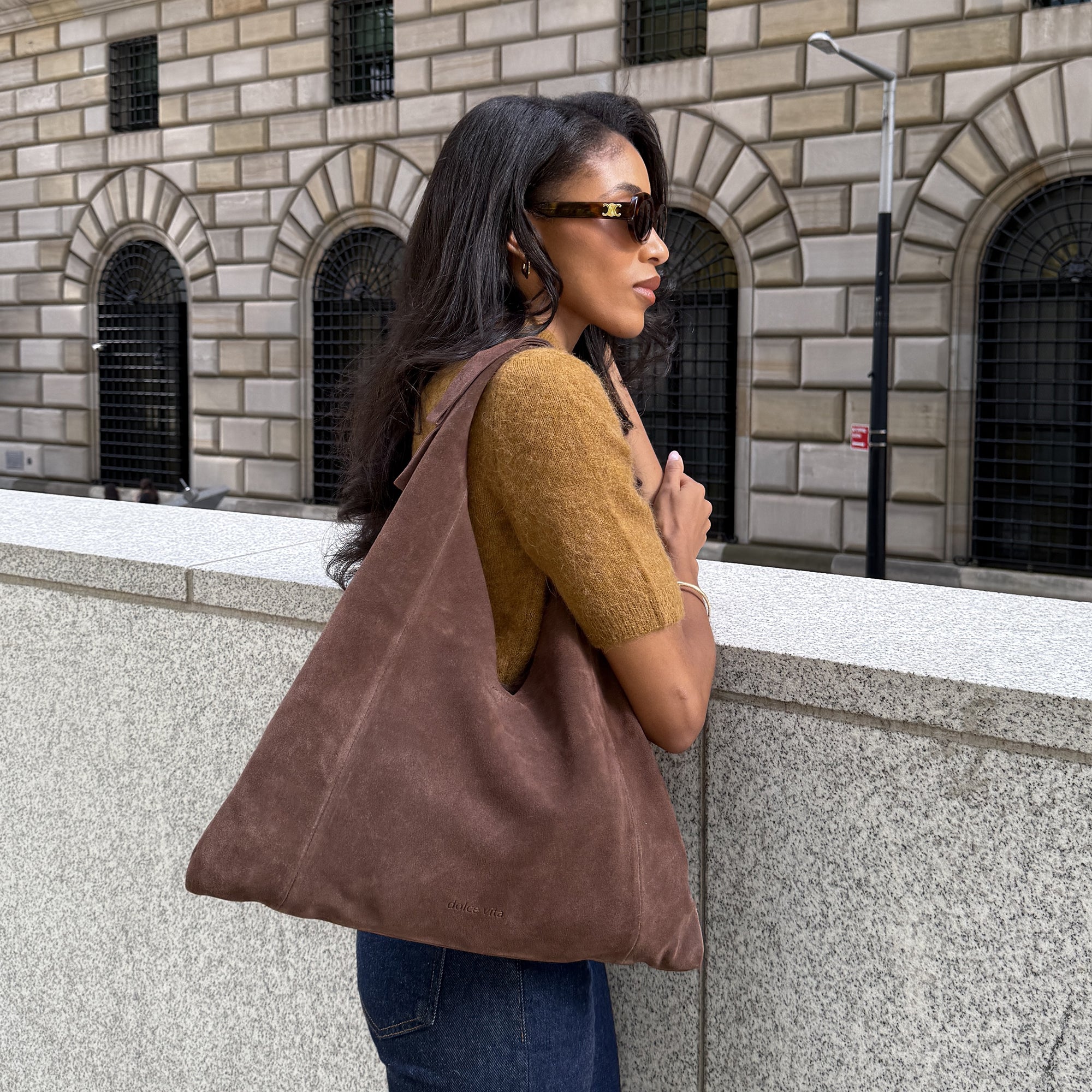 Marie Chocolate Suede Tote | Women Dolce Vita