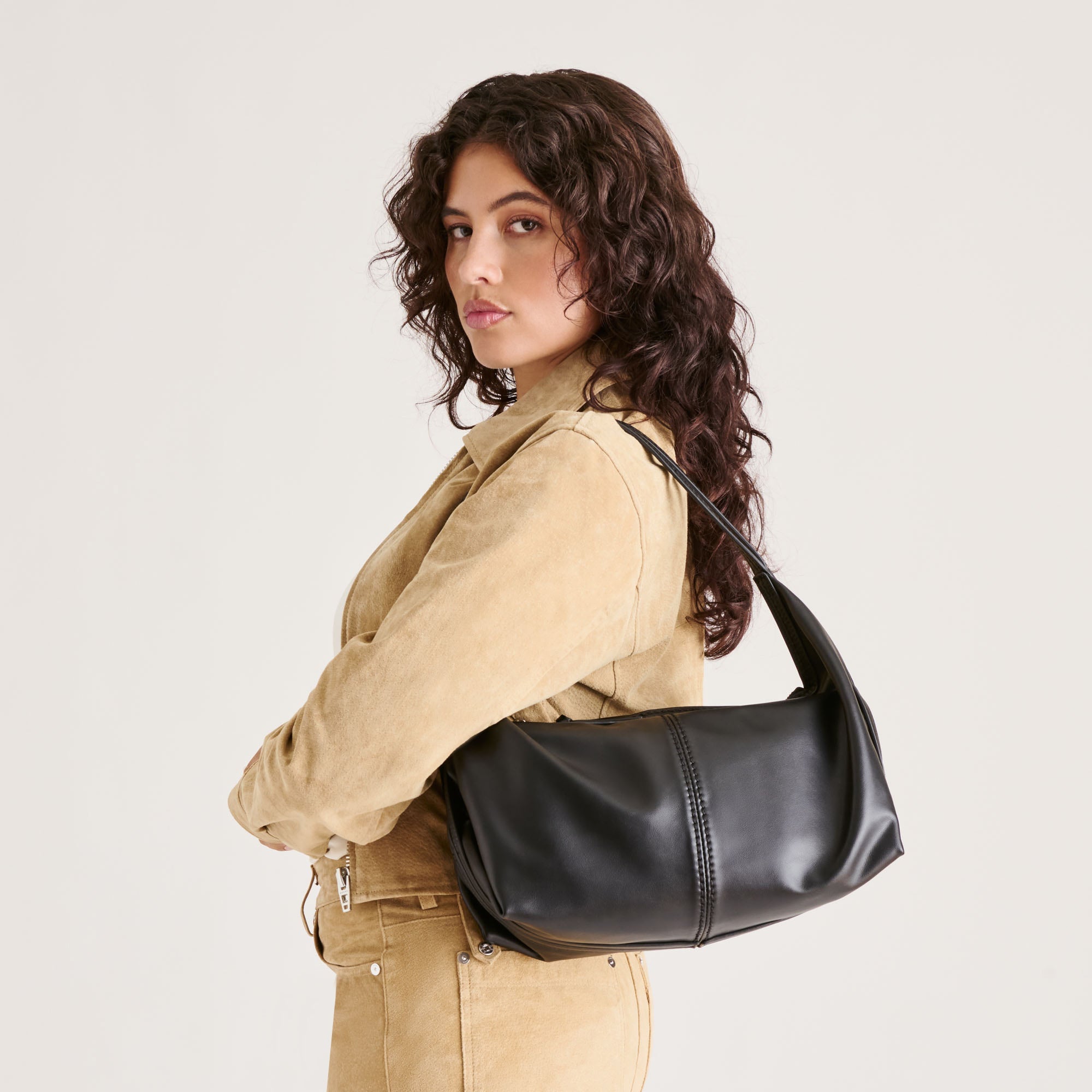 Billy Black Leather Shoulder Bag | Dolce Vita Women