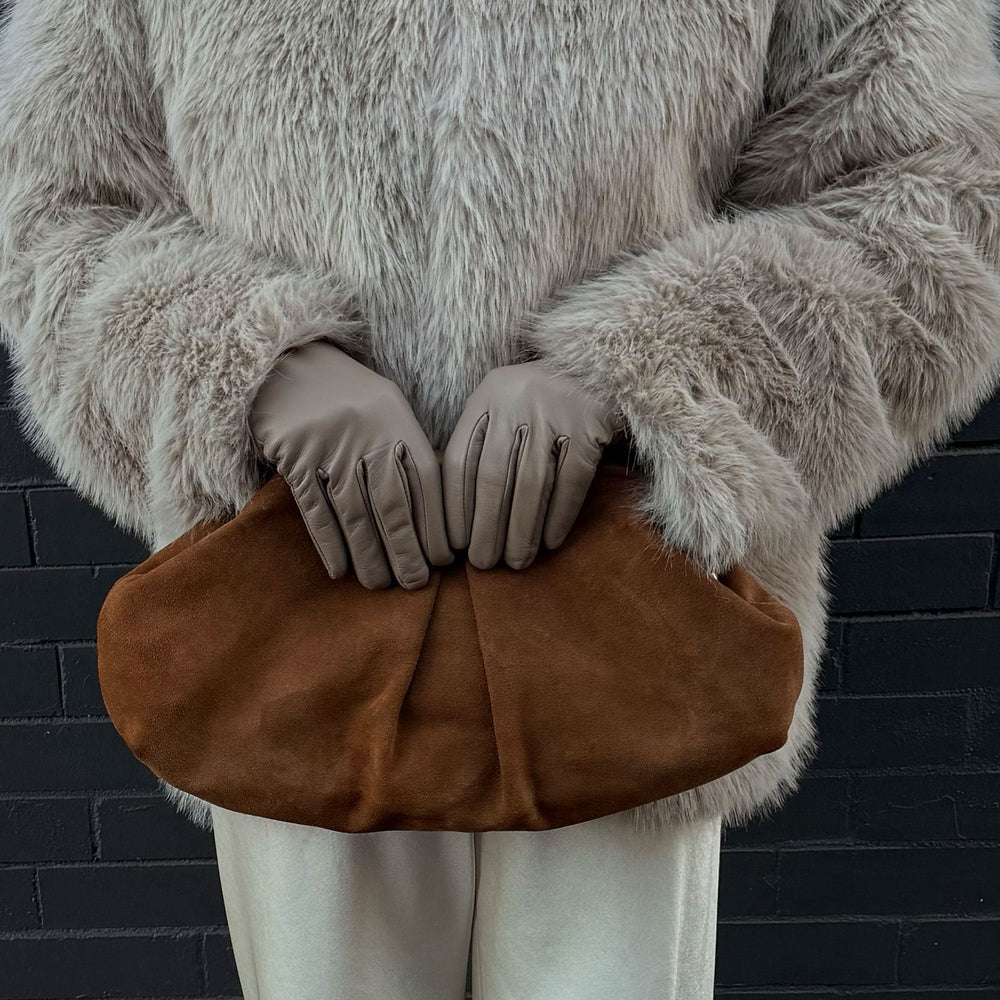 Sahara Cognac Suede Clutch | Dolce Vita Women