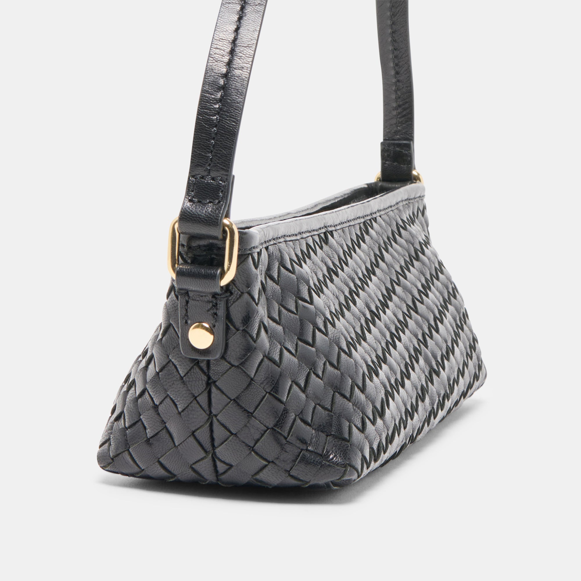 Savaii Black Woven Leather Shoulder Bag | Dolce Vita Women