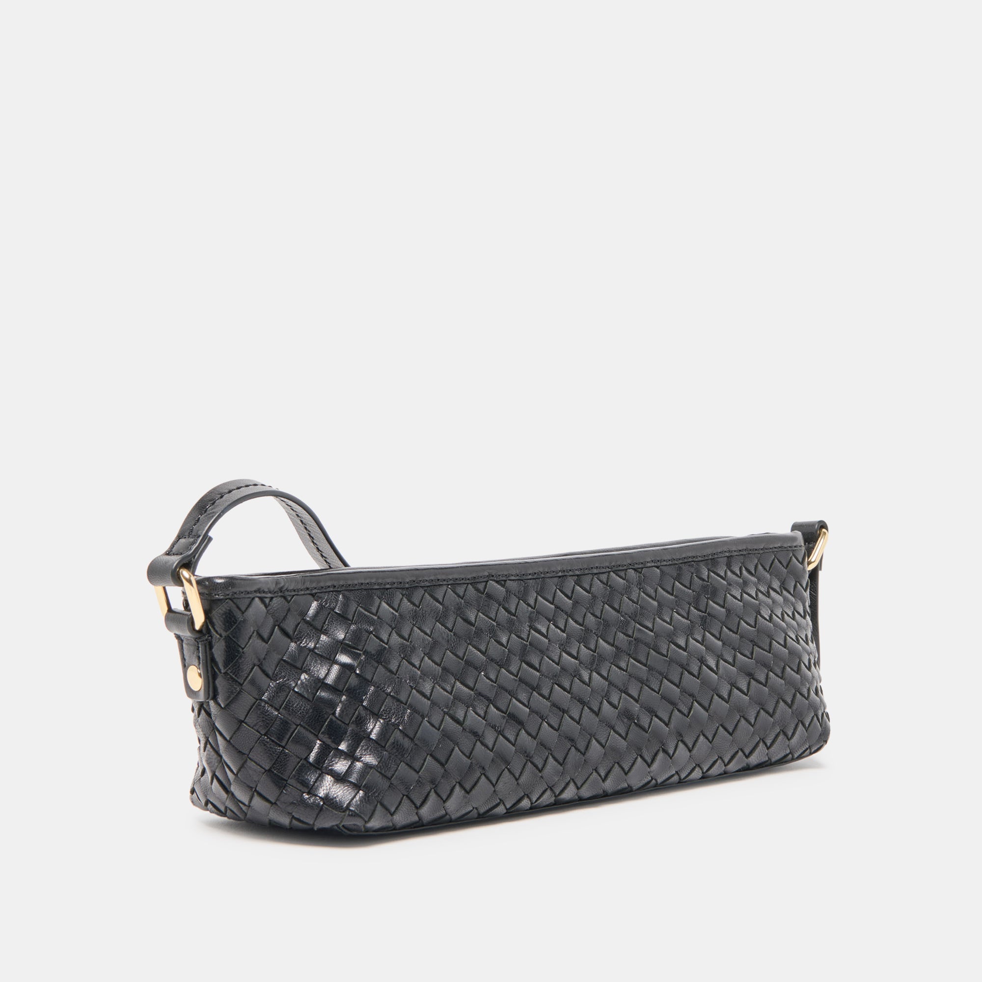 Savaii Black Woven Leather Shoulder Bag | Dolce Vita Women