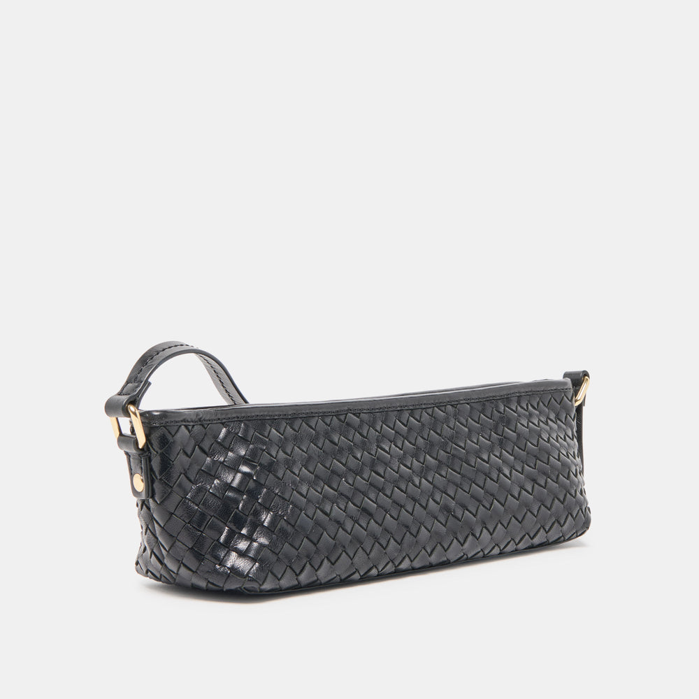 Savaii Black Woven Leather Shoulder Bag | Dolce Vita Women