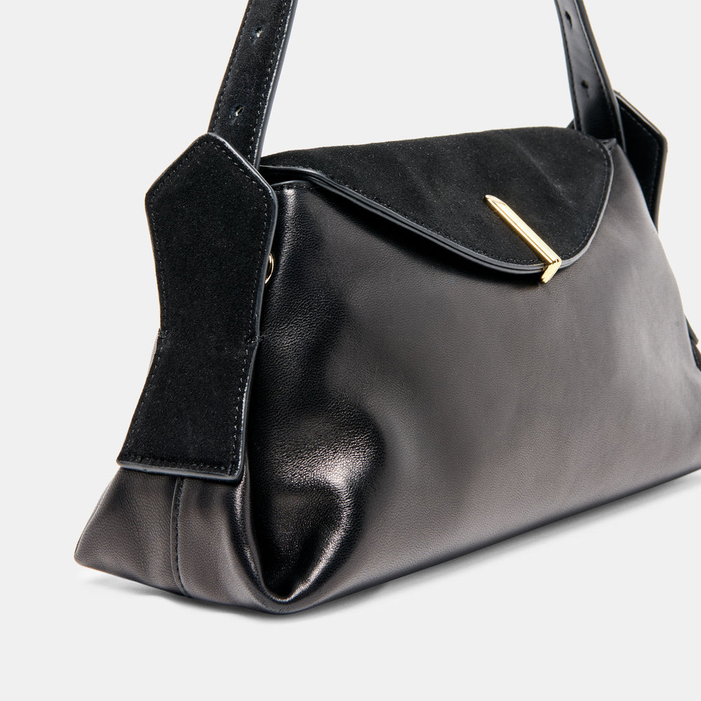 Devyn Black Leather Shoulder Bag | Women Dolce Vita