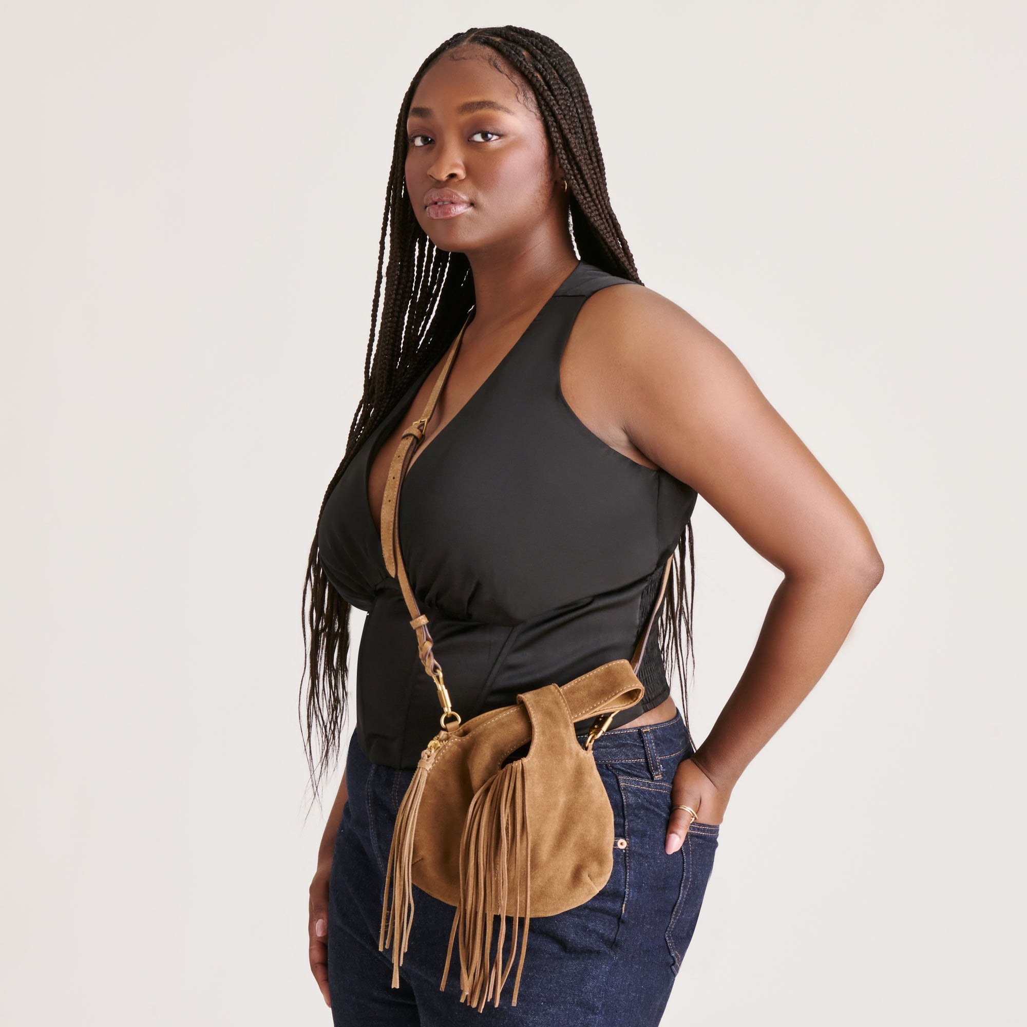 Zury Camel Suede Handbag | Women Dolce Vita