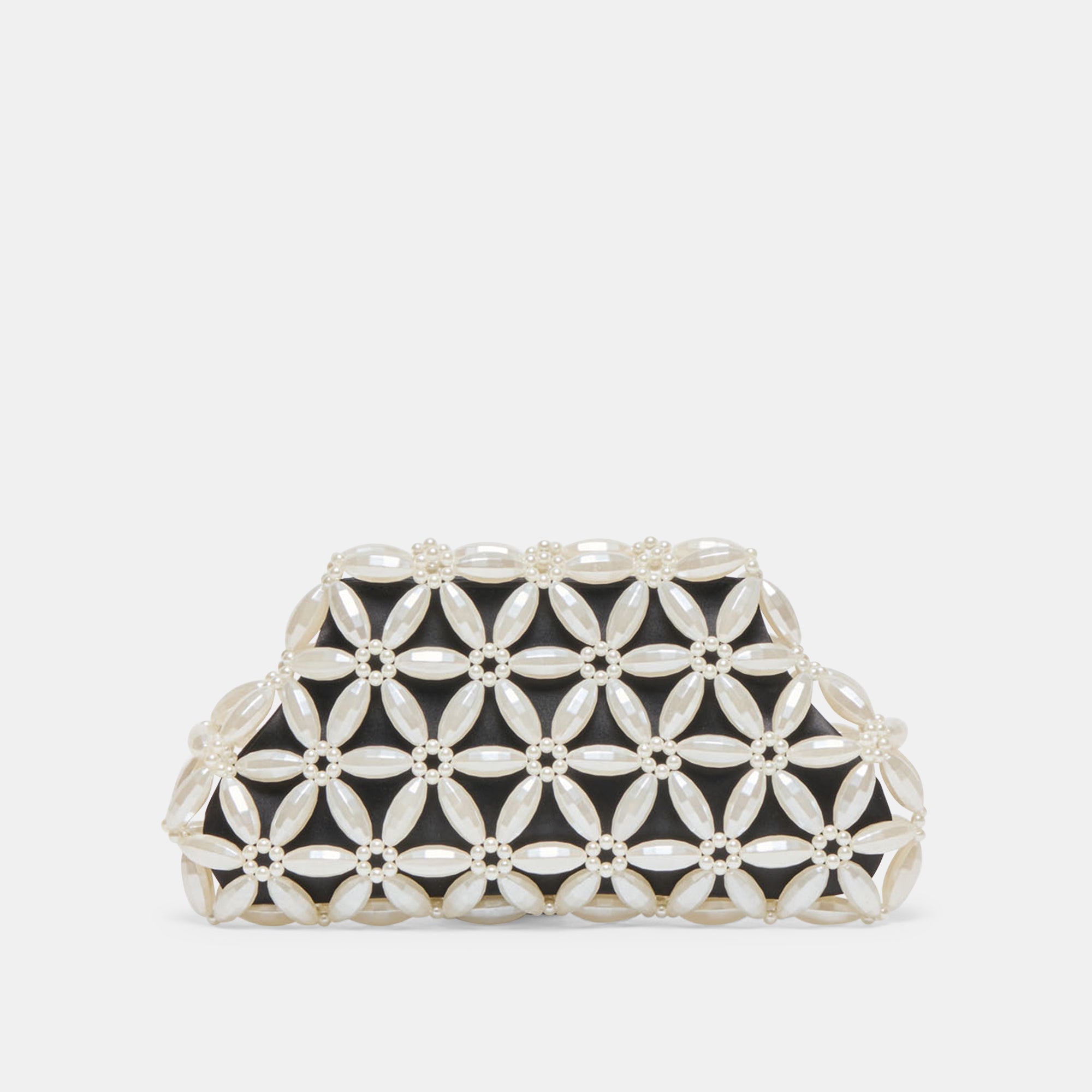 Marlow Black Satin Pearl Clutch | Women Dolce Vita
