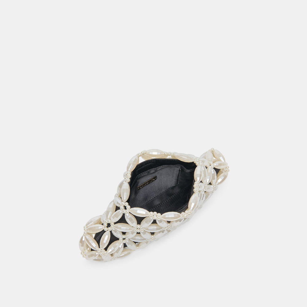 Marlow Black Satin Pearl Clutch | Women Dolce Vita