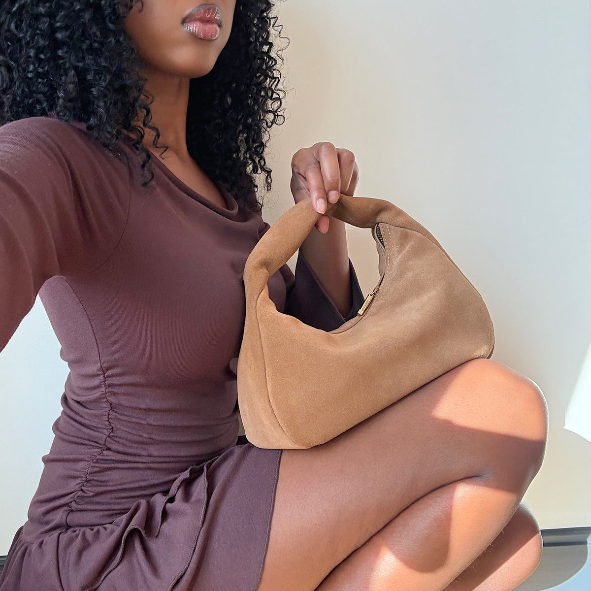 Frankie Brown Suede Handbag | Women Dolce Vita