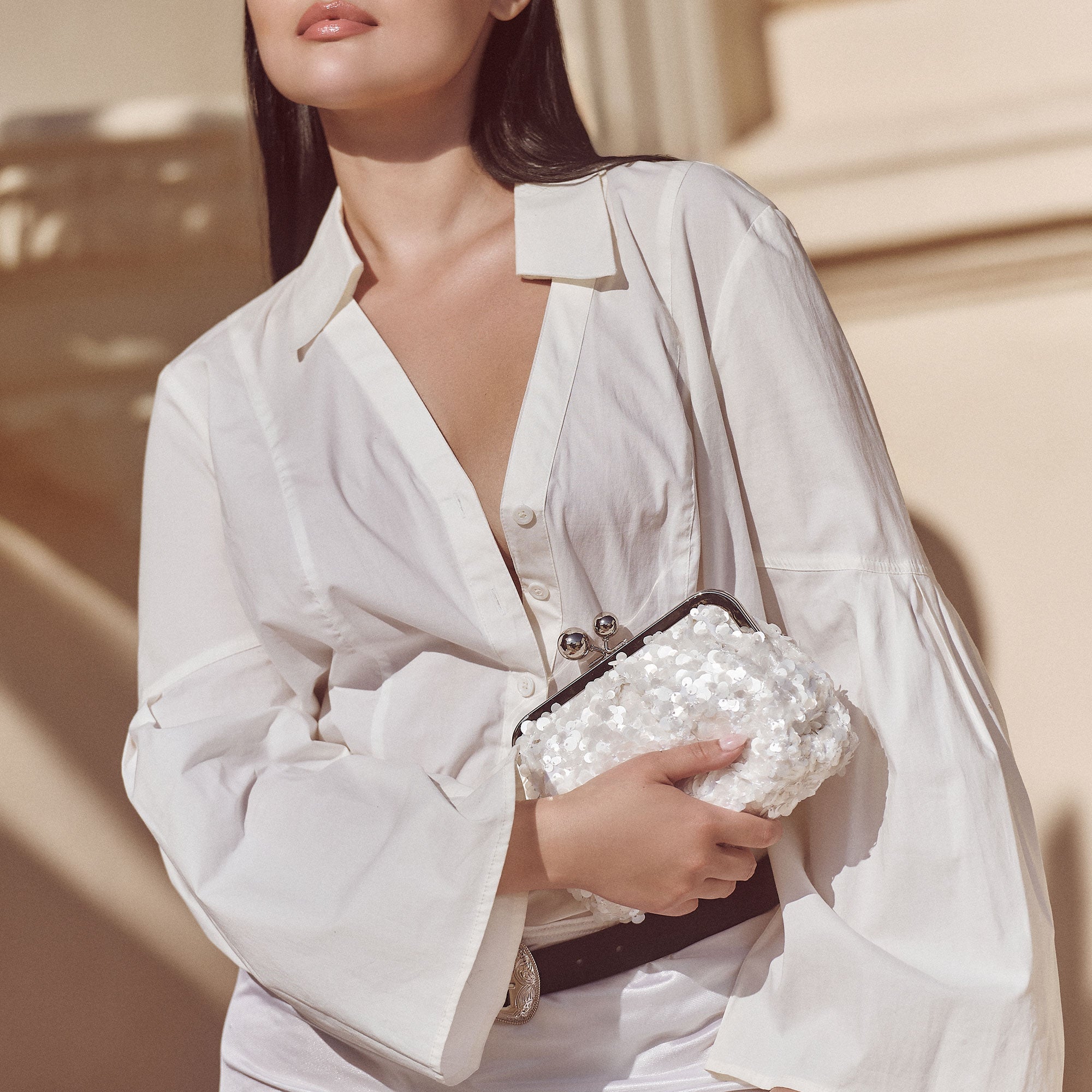 Kendall White Sequin Clutch | Dolce Vita Women