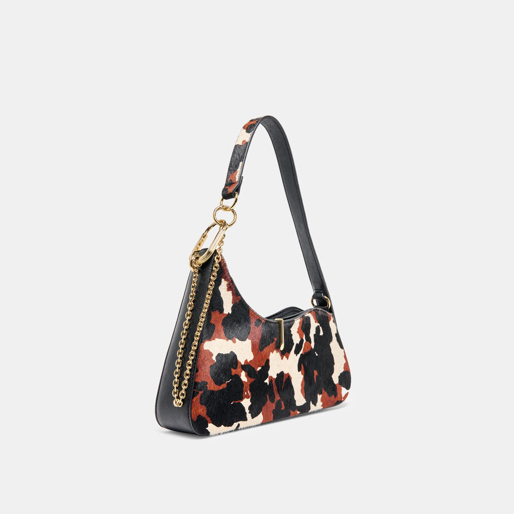Prya Brown Printed Calf Hair Shoulder Bag | Dolce Vita Women