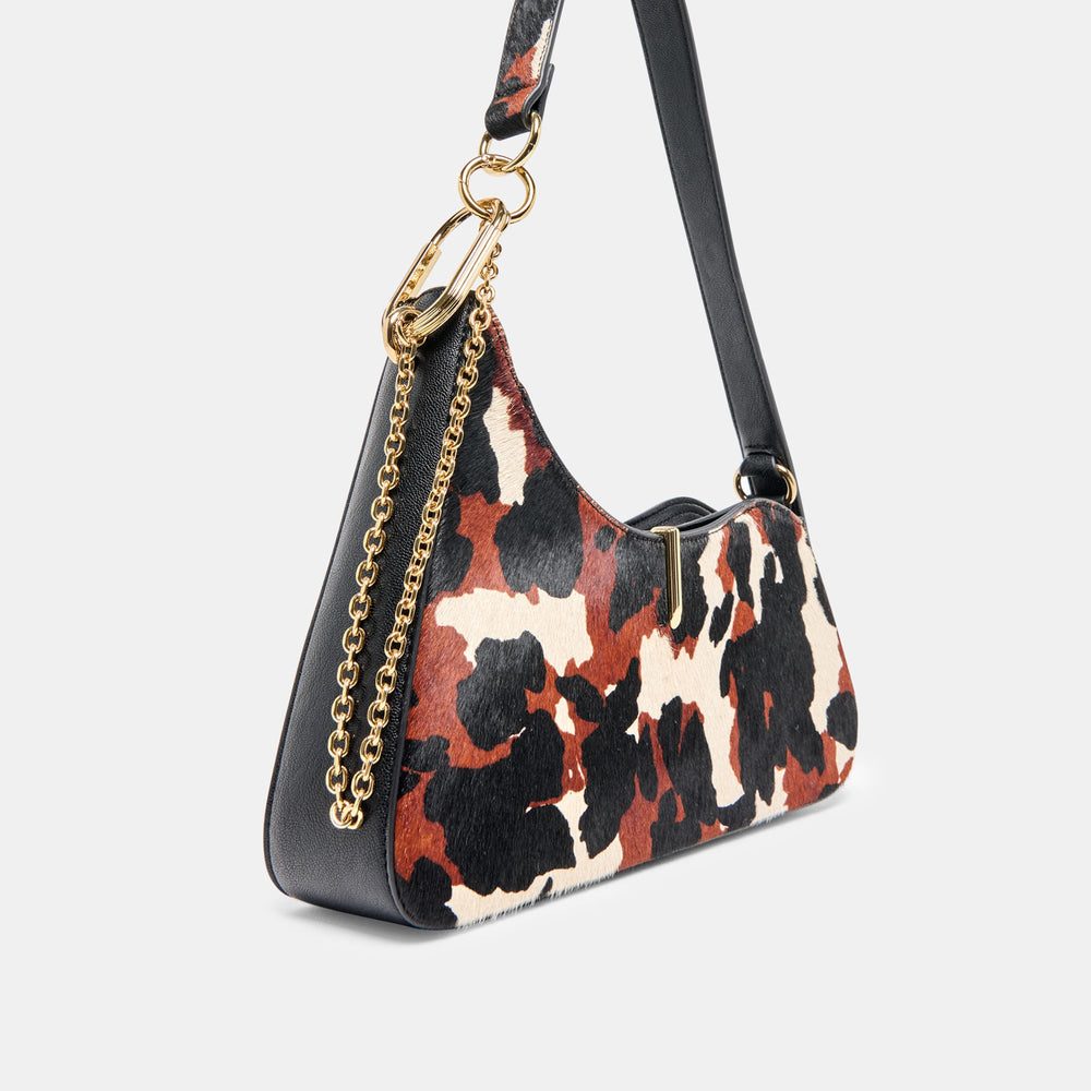 Prya Brown Printed Calf Hair Shoulder Bag | Dolce Vita Women