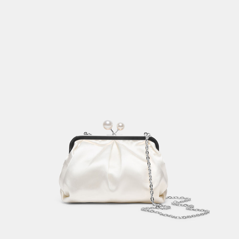 Kendall White Satin Clutch | Women Dolce Vita