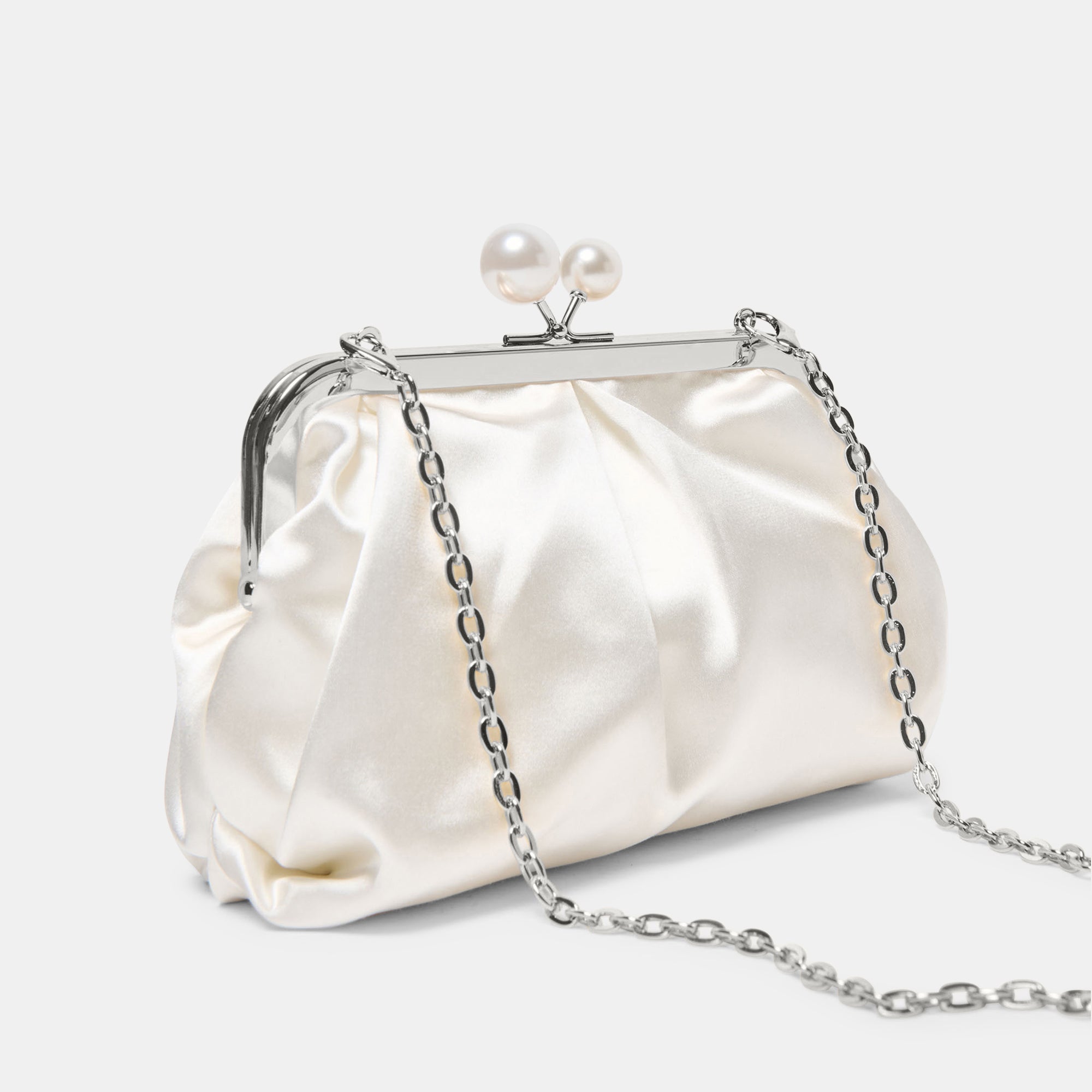 Kendall White Satin Clutch | Women Dolce Vita