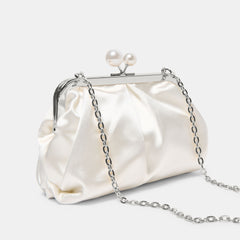 Kendall White Satin Clutch | Women Dolce Vita