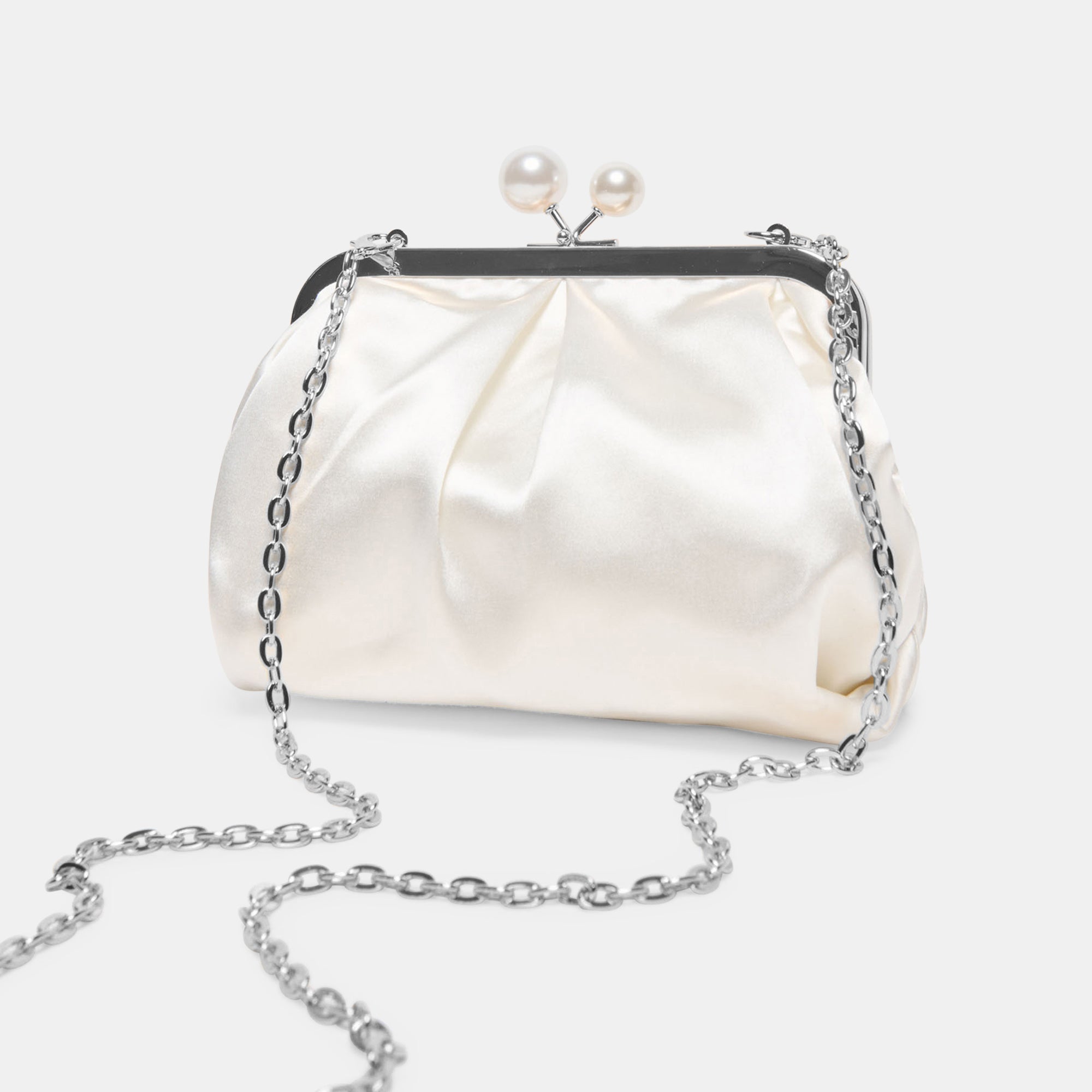 Kendall White Satin Clutch | Women Dolce Vita