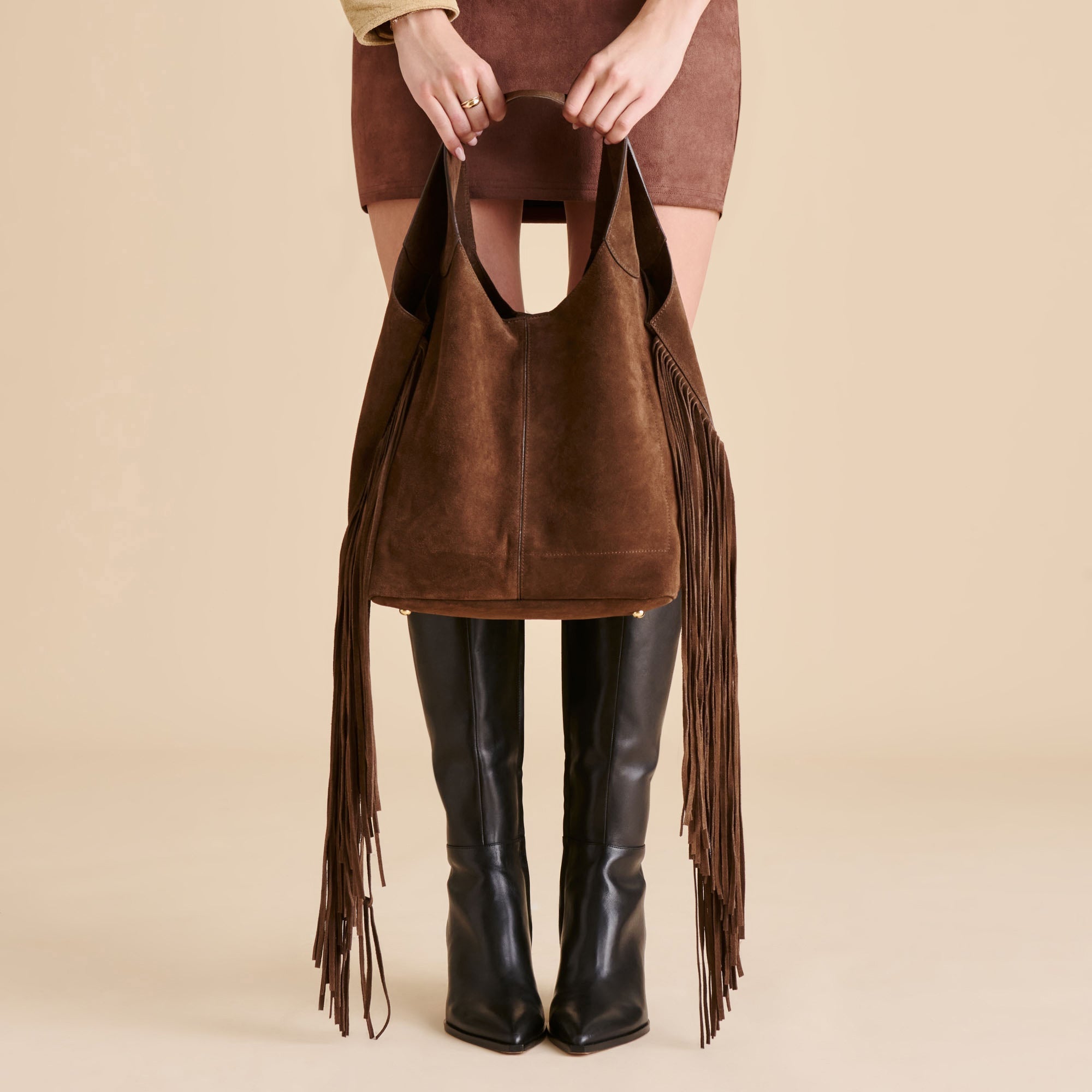 Nakoma Chocolate Suede Shoulder Bag | Dolce Vita Women